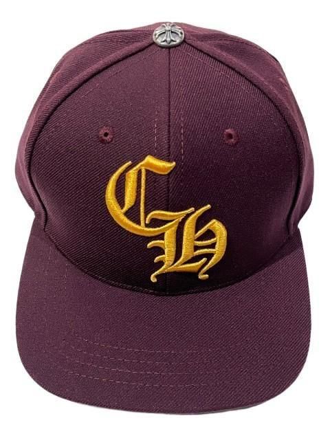 25新作　クロムハーツ　CHROME HEARTS CH キャップ　ボルドー CHROME HEARTSクロムハーツCHベースボールキャップ バーガンディー- 夜