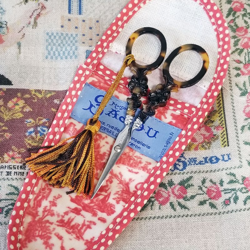 Sajou刺繍ハサミ★べっ甲花モチーフ