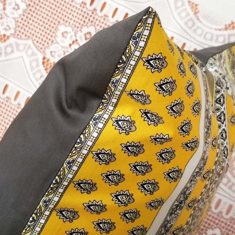 ヴィンテージ フランス 手縫いブティ クッションカバー ハンドメイド イエロー ヴィンテージ フランス 手縫いブティ クッションカバー