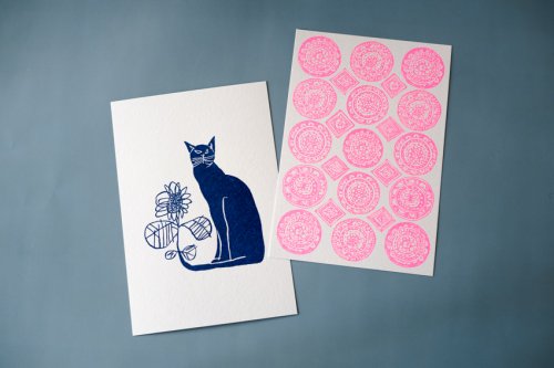 tsumugu.ポストカード　猫とアラベスク