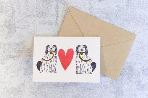 【kanaexpress】 消しゴム版画 封筒つきカード Dogs
