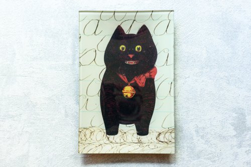 【ジョンデリアン】JOHN DERIAN デコパージュプレート レクタングルトレイ6×9” 黒猫