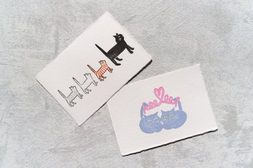 【kanaexpress】 消しゴム版画 ポストカード猫 セットD