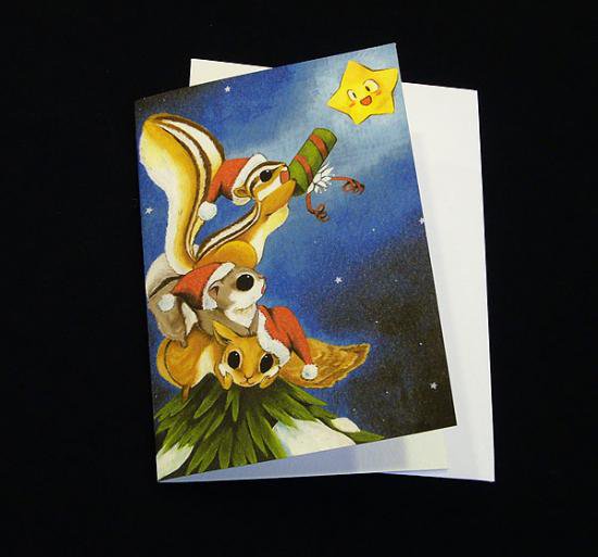 リス、星にプレゼント（2つ折+封筒付き） - Seagull（シーガル）－ポストカードショップ＆ギャラリー