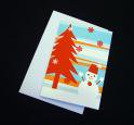 めさきまり　ツリーと雪だるま（クリスマスカード）封筒つき