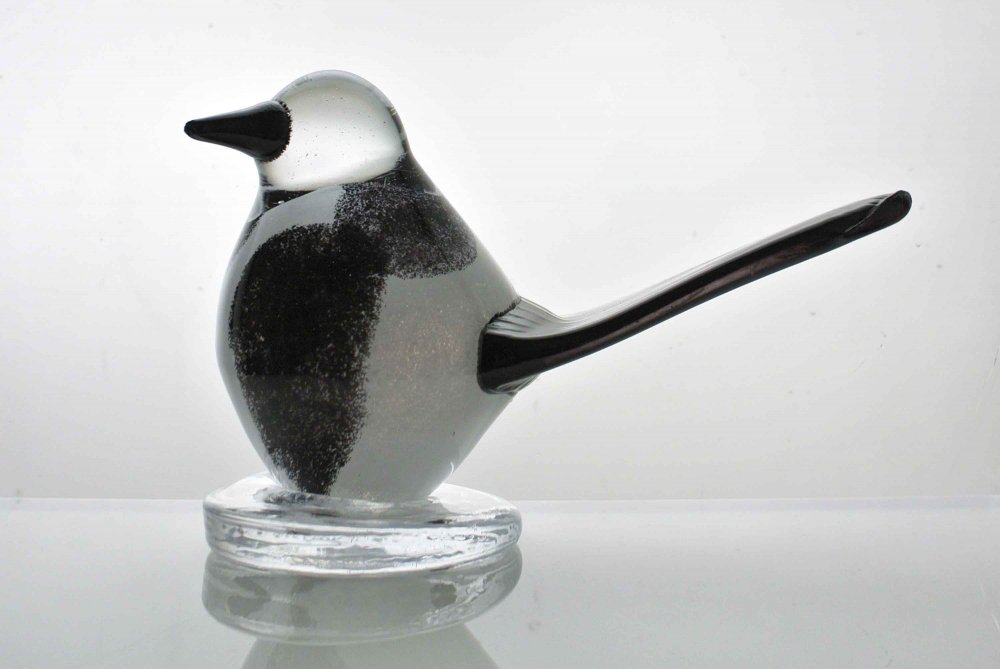 FINLAND'S GLASS BIRD ツートンカラーの大きなカササギの鳥ガラスオブジェ 特大 vintage - ヴィンテージ北欧雑貨・PIPPURIKERA  ピップリケラ 金沢