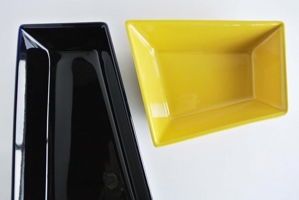 アラビア　ABCシリーズ　幾何学プレートホワイトイエローダークネイビー3点セット ARABIA 