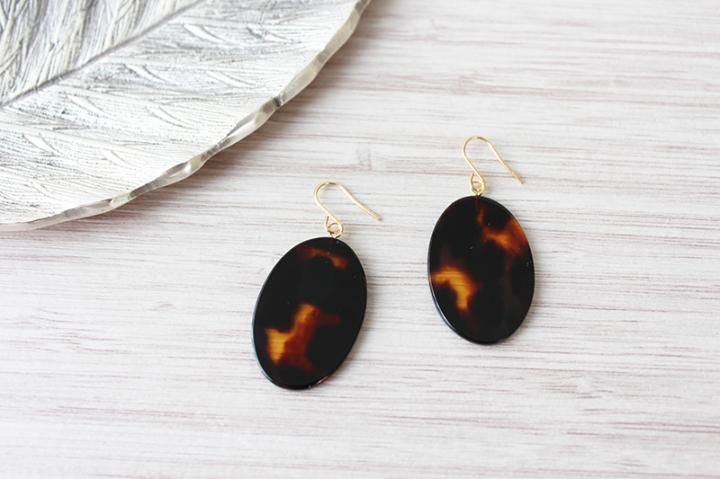 大阪なにわべっ甲】本べっ甲 ピアス＜オーバル＞