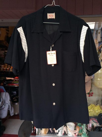 STYLE EYES「RIB SWITCHED BOWLING SHIRTS」BLACK(S/S open shirts