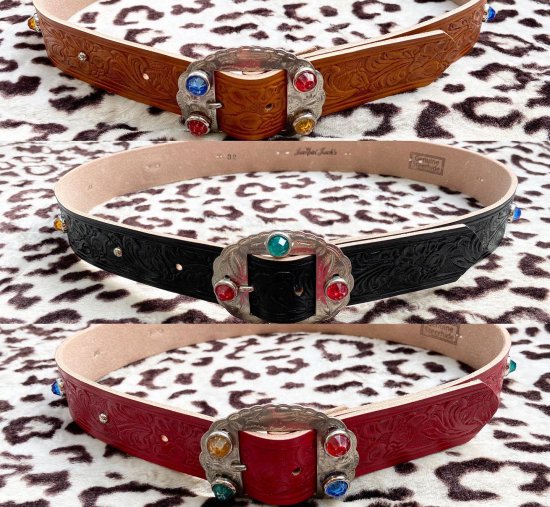 Western Leather Studs Belt 36mm 限定ラインストーンバックル - ◆Harajuku Jumpin'Jack's  ONLINE SHOP◆