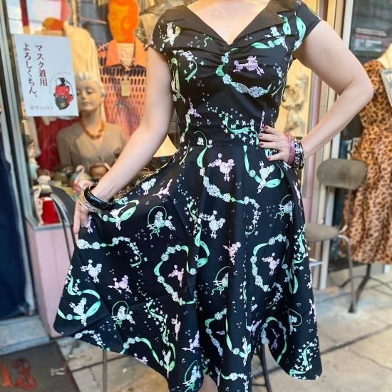 ❤️ヘルバニー HELL BUNNY サーキュラーワンピース　プードル Hell Bunny / Poodle pattern Circular Skirt - ◇Harajuku