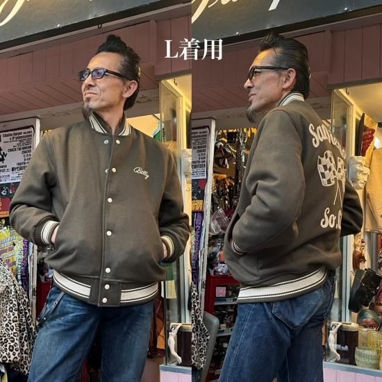 新品　HOUSTON ヒューストン　MELTON JACKET スタジャン　XL HOUSTON ヒューストン MELTON AWARD JACKET CAT ルトンアワード