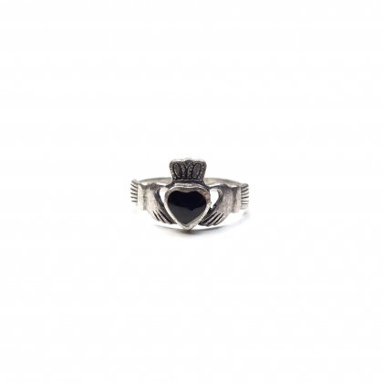  Ρơ 󥰡STERLINGۡBlack StonelVintage Claddagh Ring