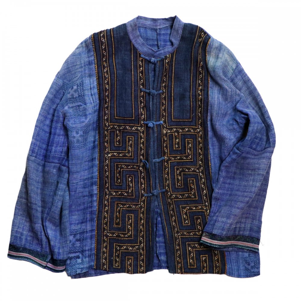エスニック ヘンプジャケット モン族 手刺繍【1970'~】【Hmong】Indigo Hemp Jacket