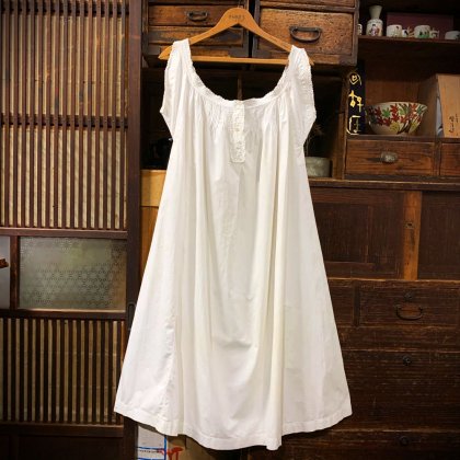  Ρƥ եåȥ Ρ꡼ ԡ ʥȥɥ쥹20's~30'sAntique French Cotton No Sleeve Onepiece Night Dress