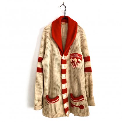  Ρơ 硼륫顼 쥿ɥǥ1940'sVintage Shawl Collar Lettered Cardigan