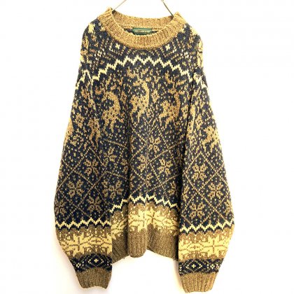  Ρơ ץ륪С Υǥå HILL&ARCHERVintage Pullover Nordic Pattern Knit