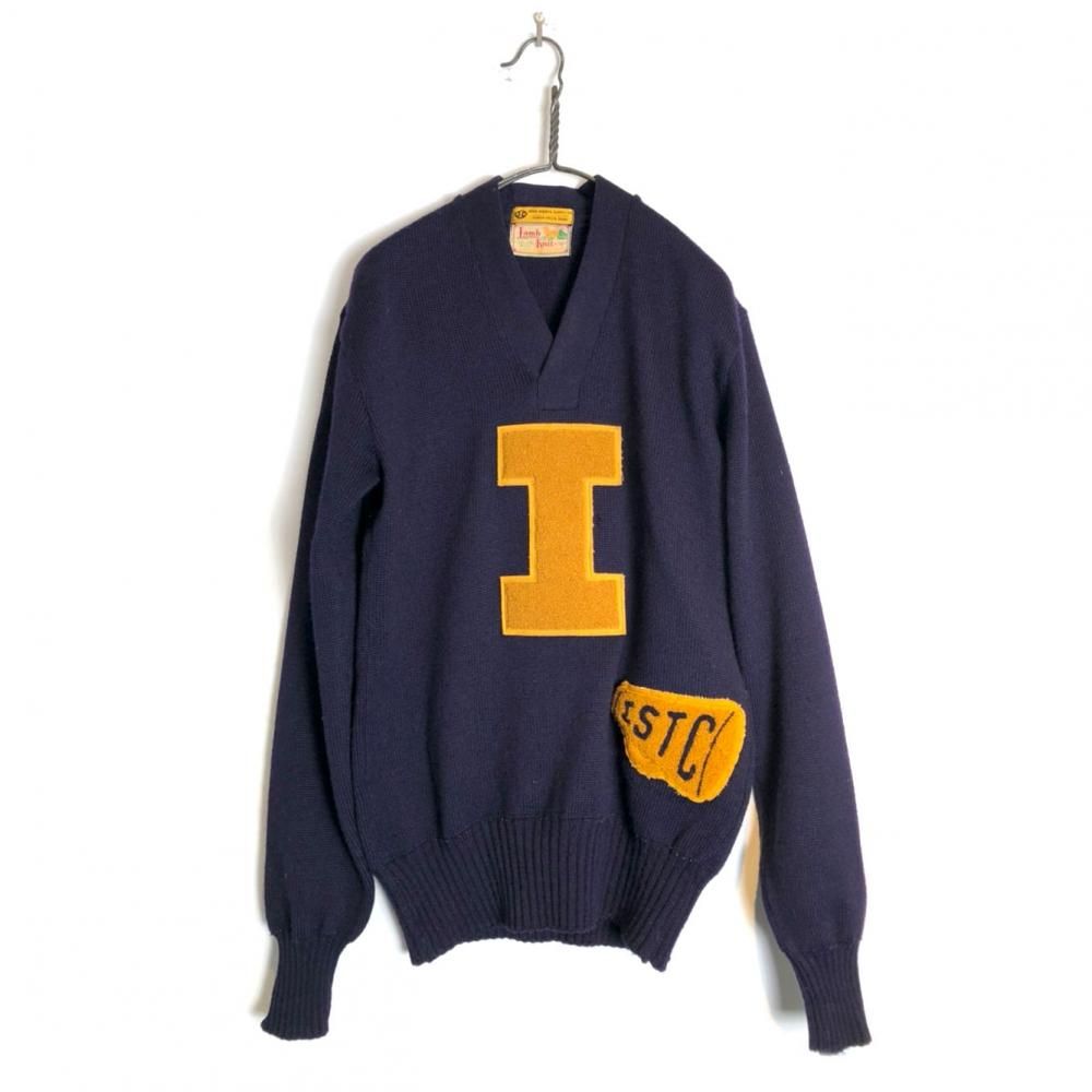 ヴィンテージ Vネック レタードニット【1950's】Vintage V-neck Lettered Sweater