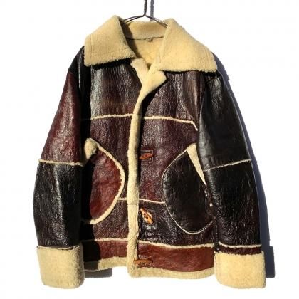  Ρơ ץ ѥå 쥶㥱åȡ1970s-Vintage Sheep Skin Patchwork Leather Jacket