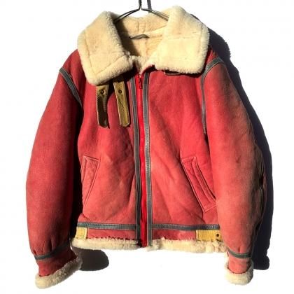  ΡB-3 ץ ե饤ȥ㥱å ࡼȥ󥸥㥱åȡBLUE DUCKۡ1980'sVintage B-3 Flight Jacket Sheepskin Jacket