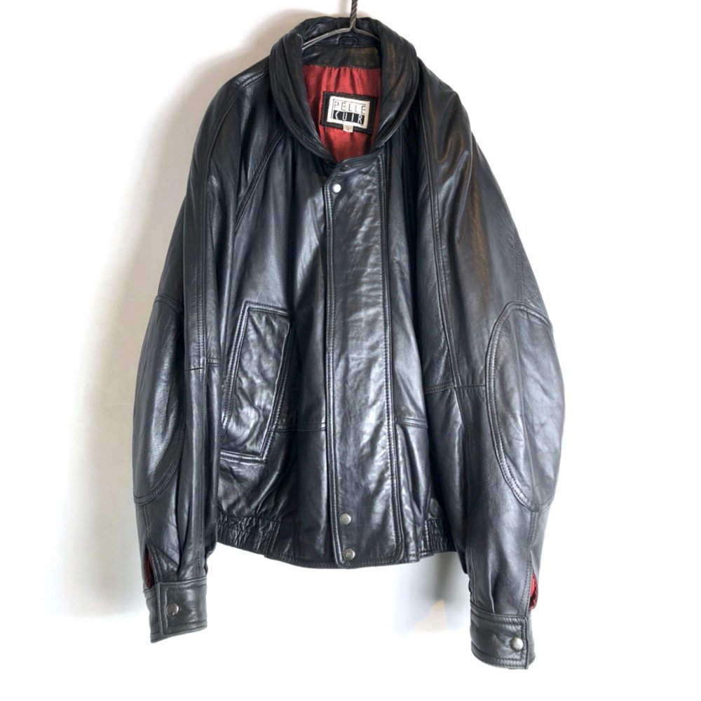 ヴィンテージ ビッグシルエット レザージャケット【1990's】【PELLE CUIR】Vintage Big Size Leather Jacket