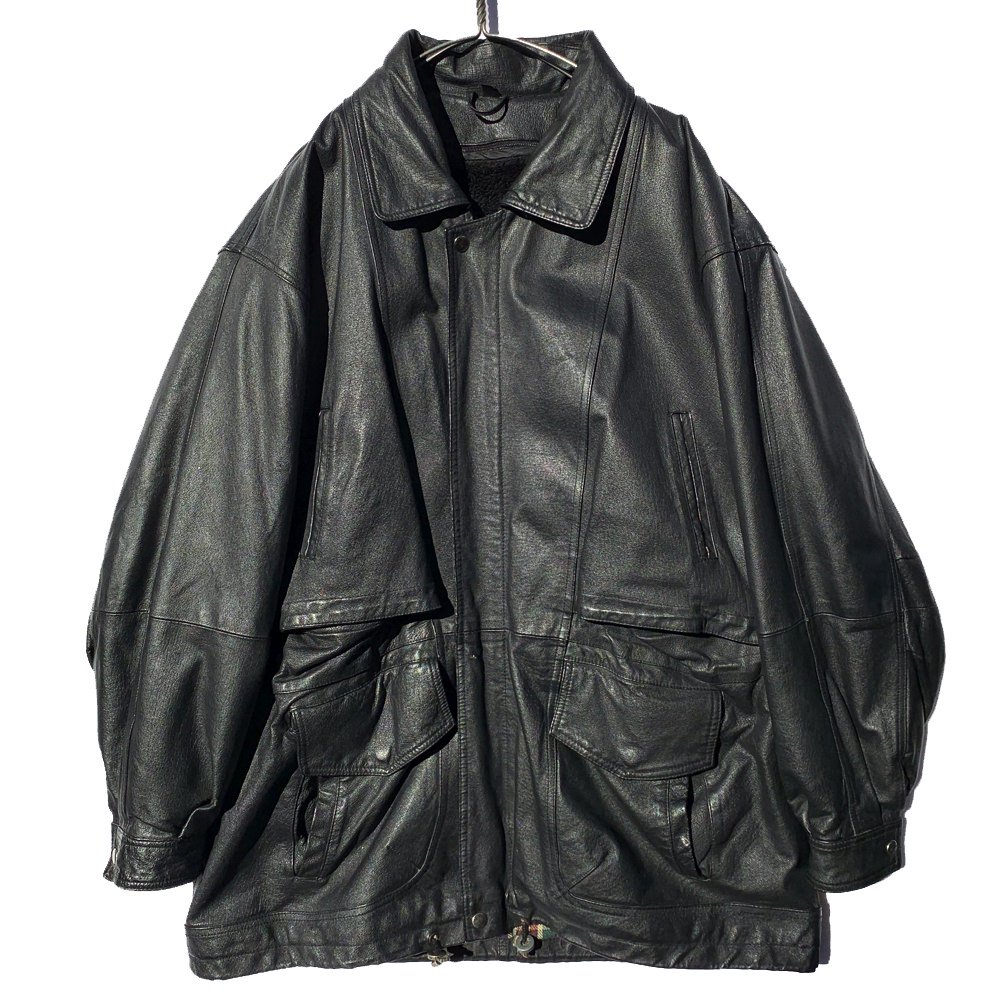 ヴィンテージ ビッグシルエット レザージャケット【1980's】【SERGE PLATINI Made In Italy】Vintage Big  Silhouette Leather Jacket