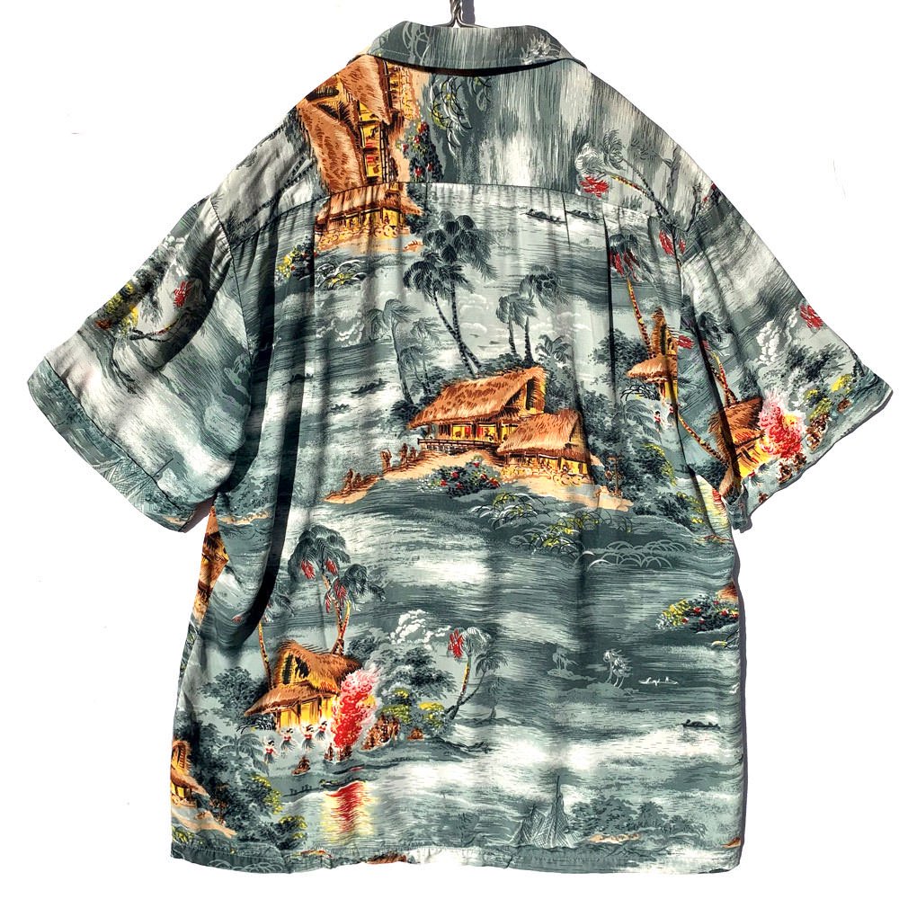 ミカエルジェラルド【Michael Gerald Hand Screened】ヴィンテージ アロハシャツ【1960s-】Vintage Silky  Rayon Hawaiian Shirt