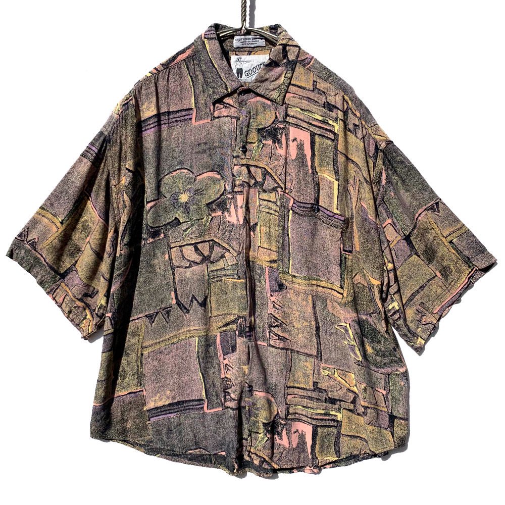 グーチ【GOOUCH】ヴィンテージ アートプリント S/S レーヨンシャツ【1990's】Vintage Rayon Shirt