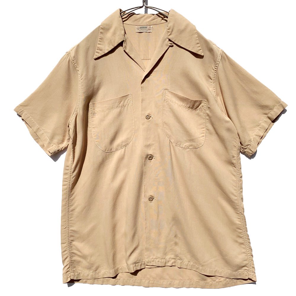 アロー【ARROW】ヴィンテージ S/S レーヨン ギャバジン オープンカラーシャツ【1940's】Vintage Open Collar Shirts