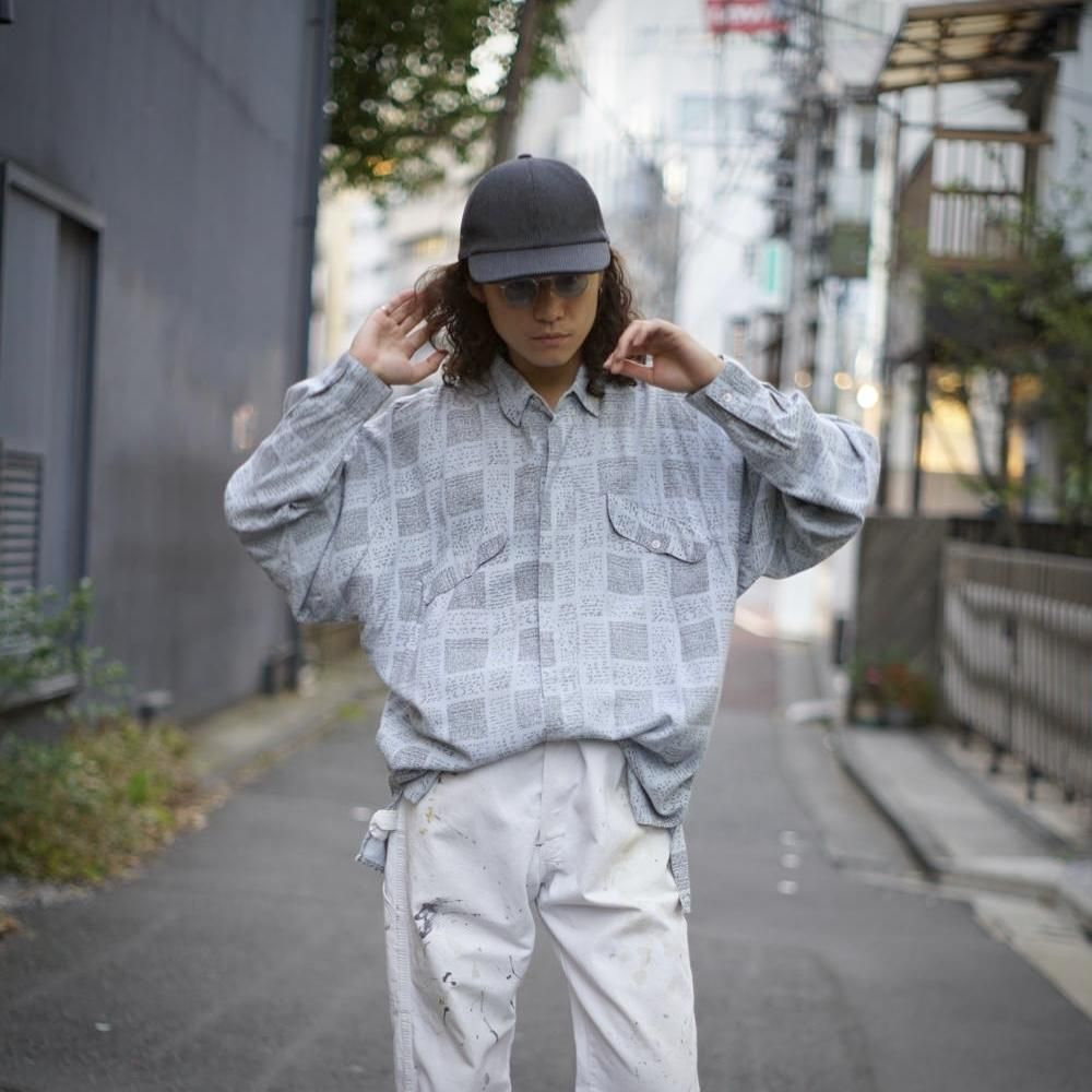 50s SKIPPER レーヨンシャツ 白 rayon グッドサイズ 50s SKIPPER by WILSON BROTHERS カスリ 開襟 レーヨン