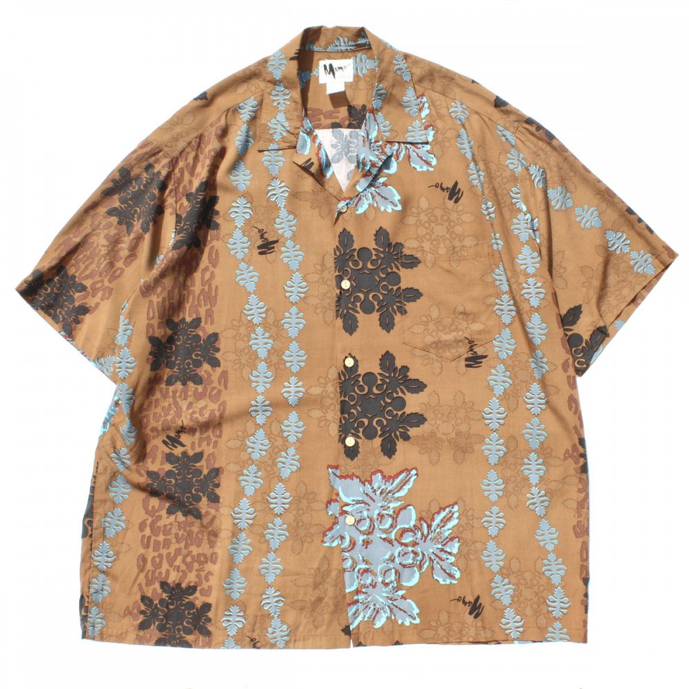 ヴィンテージ S/S レーヨン アロハ シャツ【Mamo Howell】【1980's -MAde in Hawaii】Leaf & Leopard