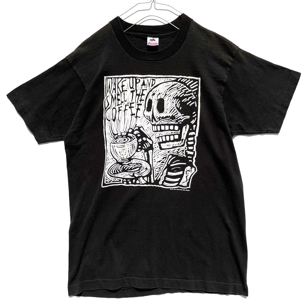 古着 通販 【CARL SMOOL】ヴィンテージ スカルプリント Tシャツ【1989's】【Wake up and smell the coffee】Vintage Skull Print T-Shirt