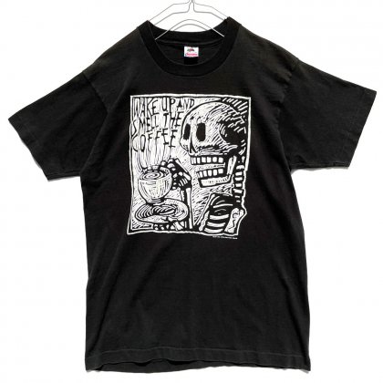  ΡCARL SMOOLۥơ ץ Tġ1989'sۡWake up and smell the coffeeVintage Skull Print T-Shirt