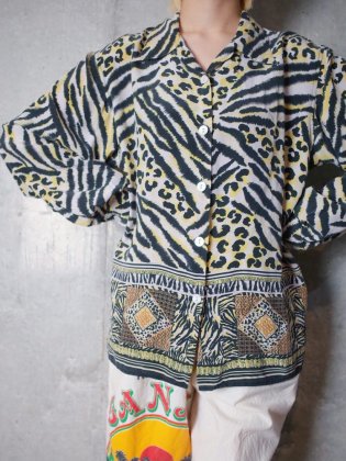  Ρץ󥫥顼륯Tiger & Leopard Open Collar Silk Shirt