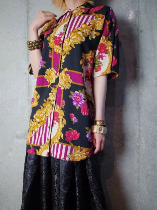  Ρơ Хå 졼󥷥 1980-90ǯ Baroque Pattern Rayon Shirt