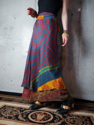 古着 通販　ヴィンテージ オリエンタル シルク 巻きスカート Oriental Layered Silk Wrap Skirt