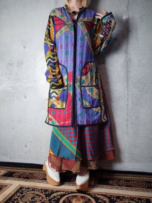  Ρơ Ȼɤҡ ϥɥ С֥󥰥㥱å 1960-70ǯ Ȼɻҡ Hand Quilt Long Jacket Reversible c.1960-70s