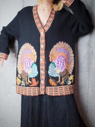  Ρơ  ɽ ˥åȥǥ Peacock Embroidery Knit Cardigan