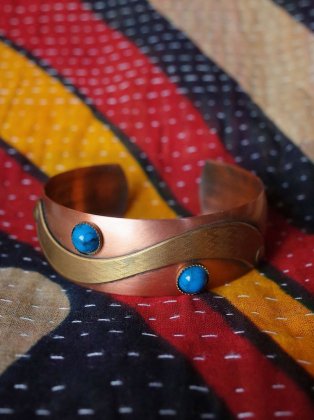  Ρơ Ƽ߿ Х󥰥 Copper  Brass  Turquoise Modern Bangle