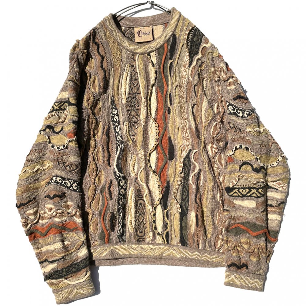 クージー【COOGI Classic】ヴィンテージ コットンリネン 3D クルーネックニット【1990's-】Vintage Crazy  Knitting Crewneck Sweater