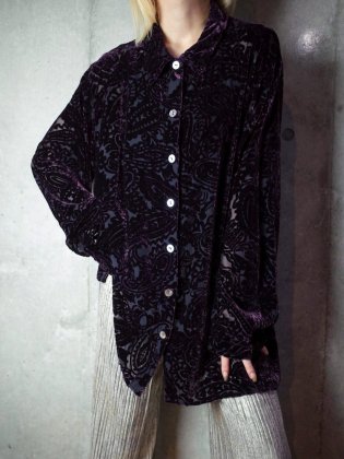  Ρơ ǥץѡץ ڥ꡼ 졼٥٥å/  Deep Purple Paisley Velvet/Sheer Shirt