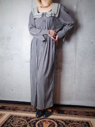  Ρơ ͥå ԥ󥹥ȥ饤  ԡ Square Neck Pin Stripe Front Open Dress