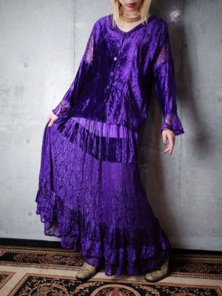  Ρơ ѡץ졼٥٥åȡߥ졼 åȥå Purple Rayon Velvet & Lace Set up