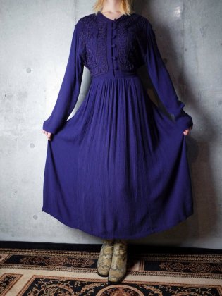  Ρơ ɽ 졼ԡ Deep Purple Embroidery Rayon Dress