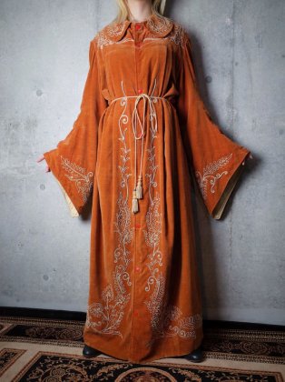  Ρƥ 1900ǯƬ 󥸥٥٥å ɽ ᥤ  Early 1900s Antique Masonic Embroidery Robe Orange Velvet