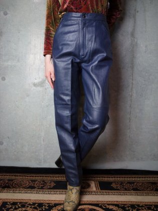 古着 通販　ヴィンテージ サイドライン ネイビー レザーパンツ Side Line Navy Leather Pants