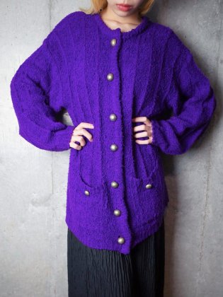 古着 通販　ヴィンテージ パープル コットンニット カーディガン Purple Cotton Knit Cardigan