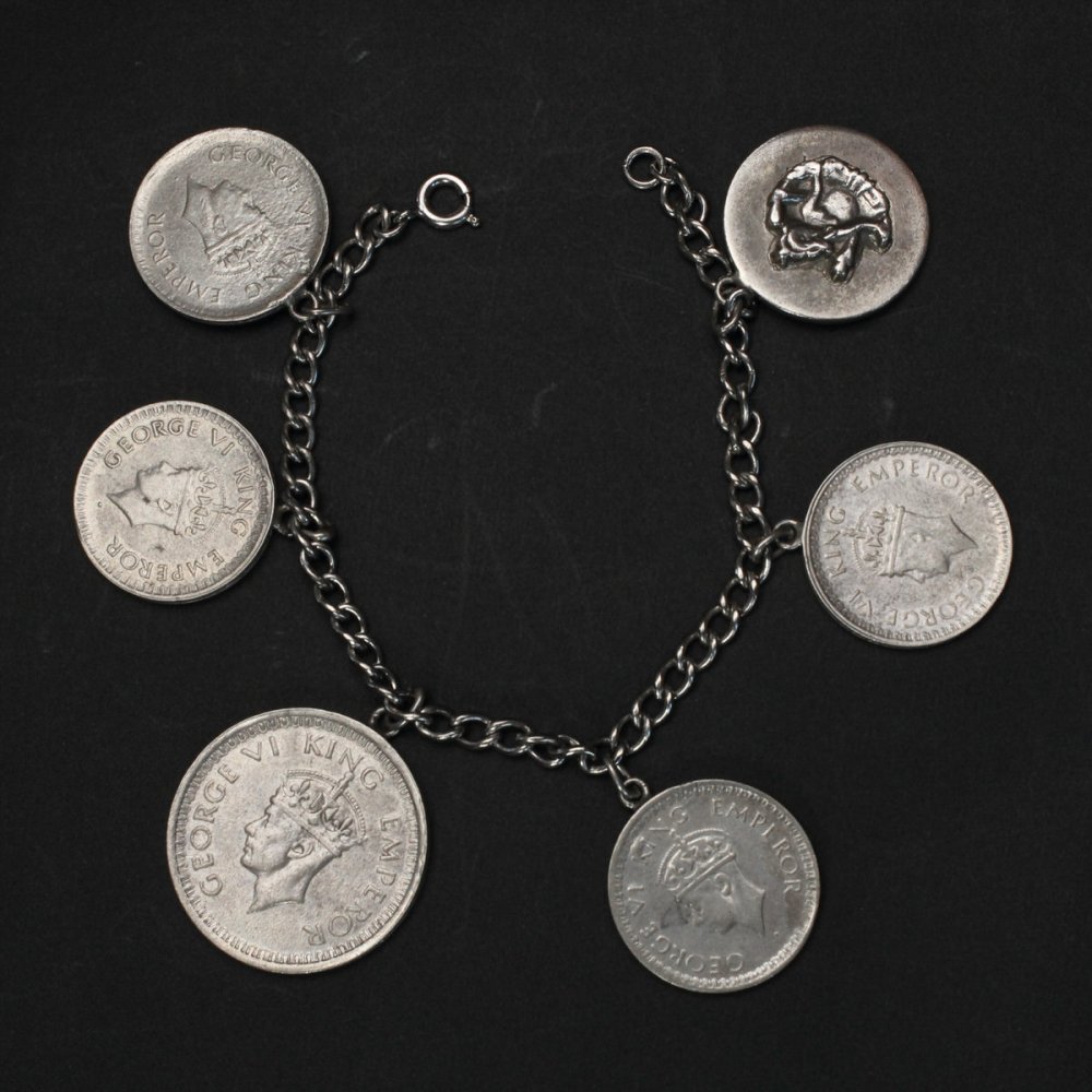 古着 通販 ヴィンテージ コイン チャーム ブレスレット【STERLING CHAIN】【1944's Coins】
