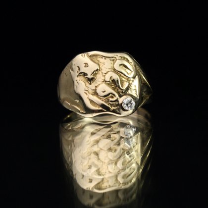 古着 通販　アンティーク シグネット リング【1920s-】【14k Gold & Diamond】Panther Design
