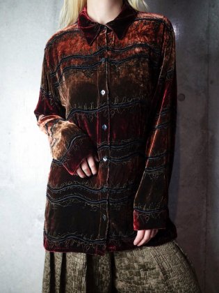 古着 通販　ヴィンテージ レーヨン/シルク ベルベット グラデーション シャツ Rayon/Silk Velvet Gradation Shirt